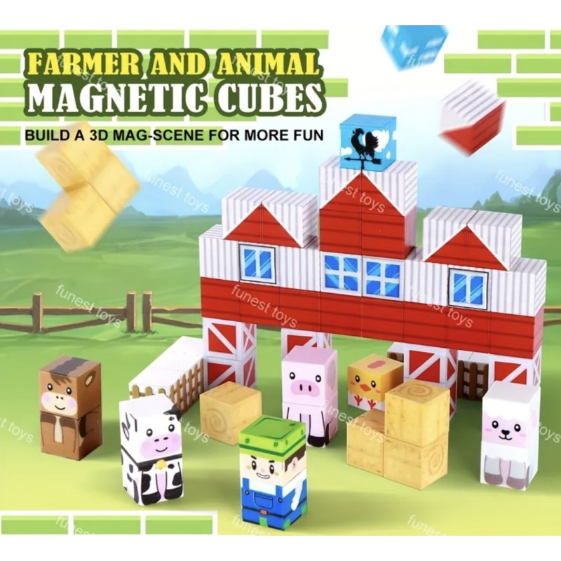 CUBOS MAGNETICOS GRANJA 54 PZAS