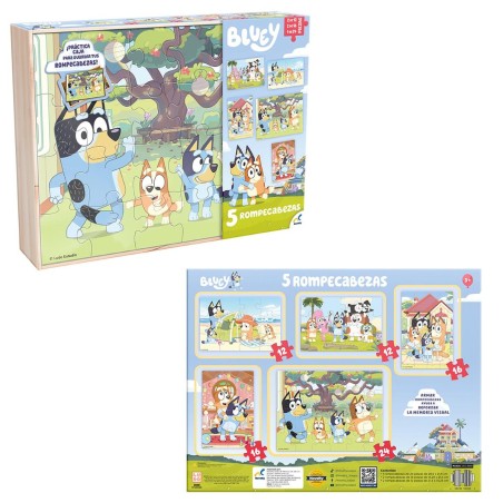 Rompecabezas Bluey 5 en 1 en caja madera