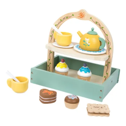 Juego de té en canasta